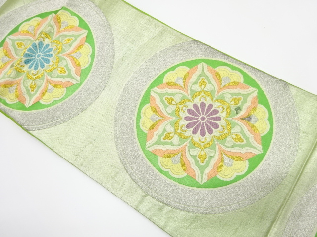 JAPANESE KIMONO / ANTIQUE FUKURO OBI / SILK / WOVEN FLOWER CREST